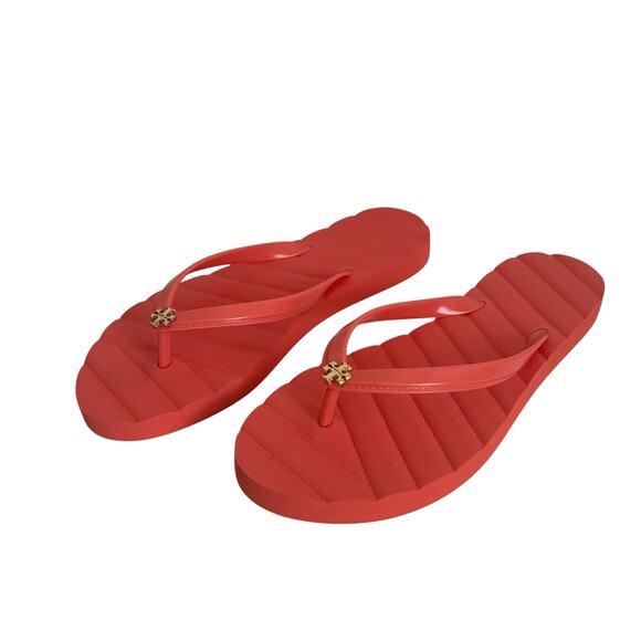 Tory Burch Kira Coral Crush Flip Flops Sandals Size 6M - Picture 1 of 8